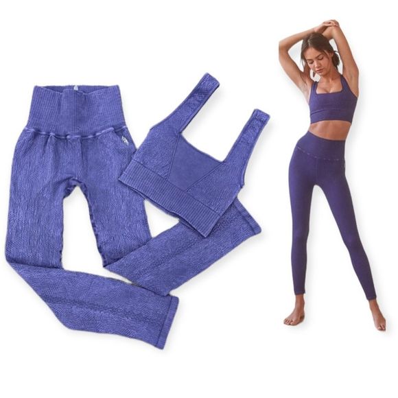 NWOT Free People Good Karma Tile Textured Set in OuterSpace MSRP $138 M/L - Picture 8 of 12